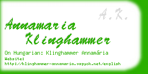 annamaria klinghammer business card