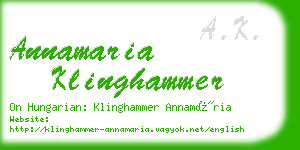 annamaria klinghammer business card